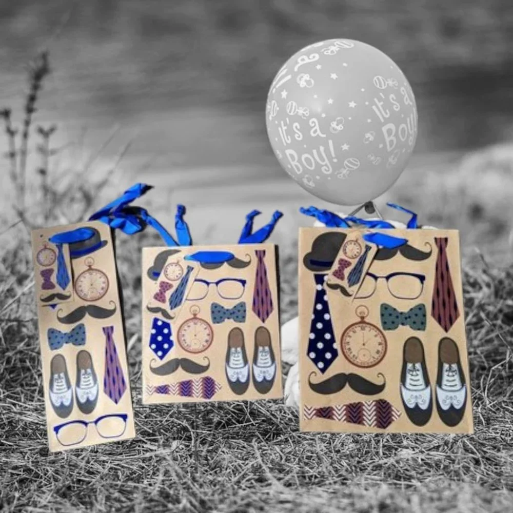 Retro Gift Bags -- Father's Day - Dad's Birthday - Boy Baby Shower - Nostalgic